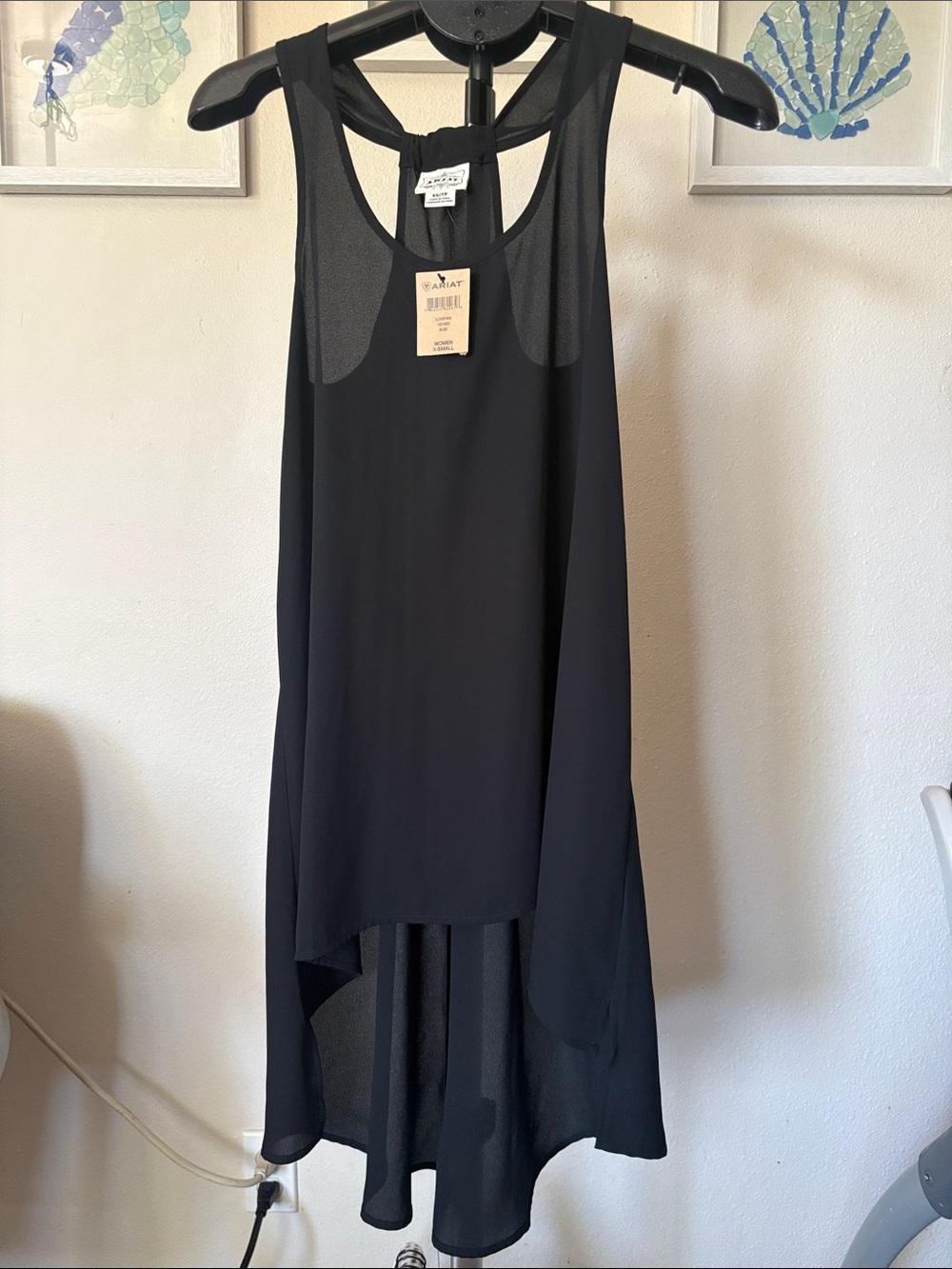 Ariat Black Sleeveless High-Low Chiffon Dress/shirt